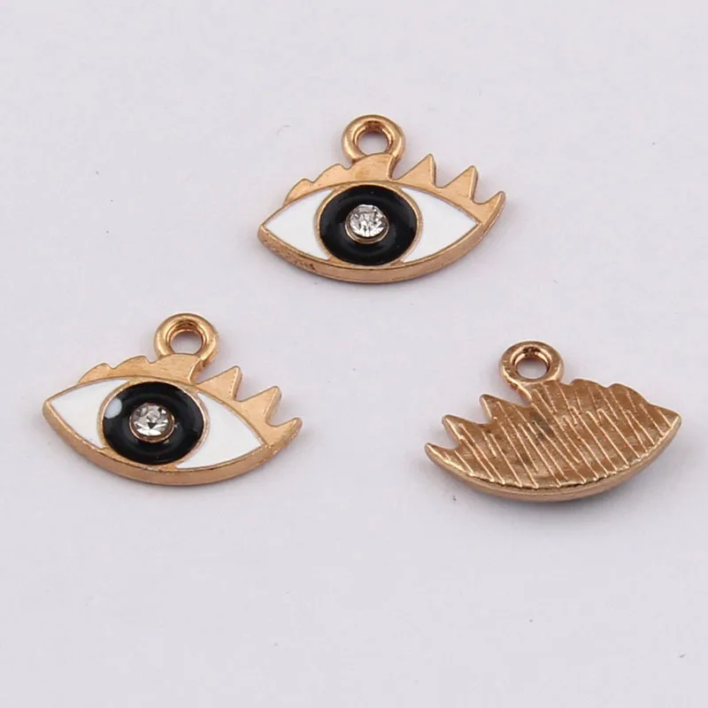 100pcs 12*15mm zakka eye drop oil alloy jewelry accessories diy bracelet earrings small pendant