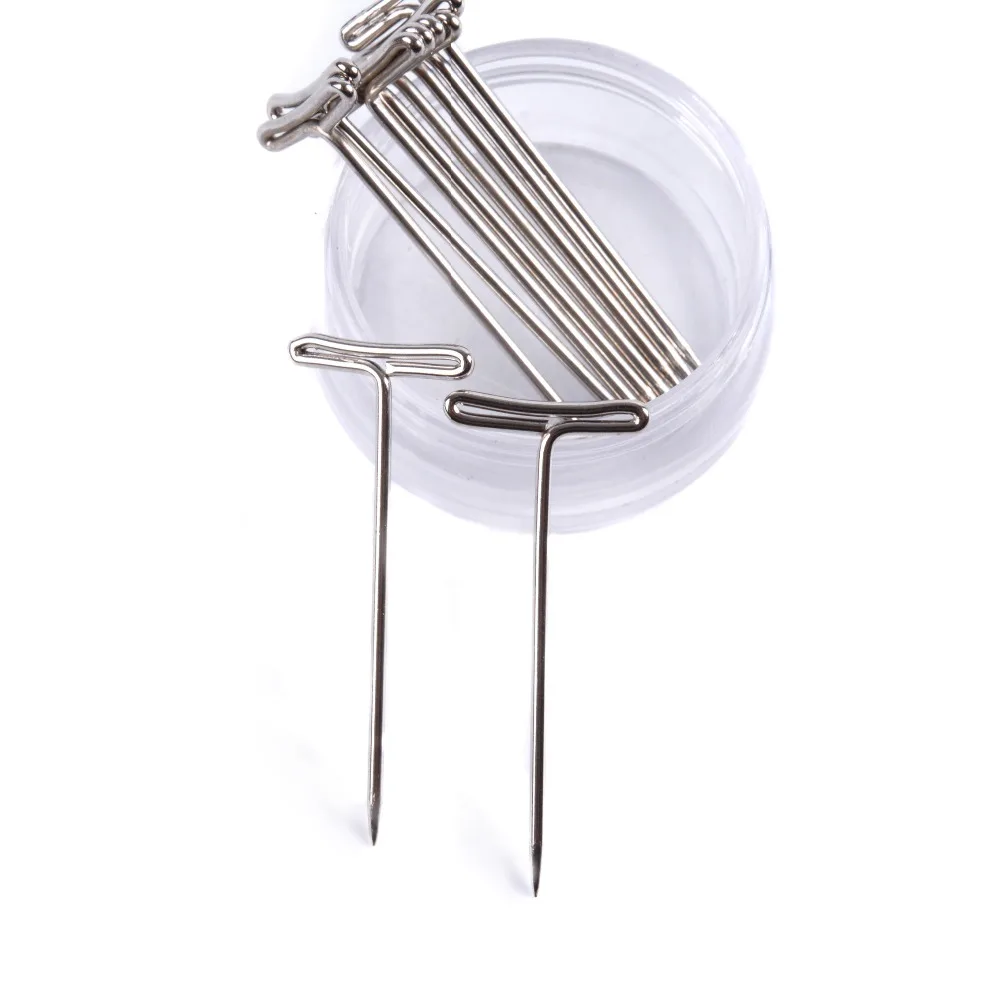 100szt T-PINS (32mm) Do Peruki Na Pianowej Głowy Styl T Pin Igła Manekina Typ Głowy Szycie Salon Fryzjerski — zdjęcie 4