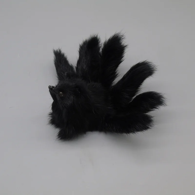 

new creative simulation fox toy plastic&fur nine-tails black fox doll gift about 18cm