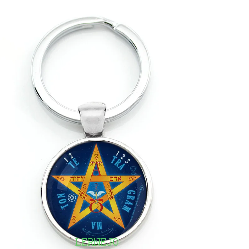 Tetragrammaton Amulet breloczek breloczek ezoteryczny Pentagram wisiorek magiczna moc imię YHVH dla boga lorda on-który-jest Adonai Elohim