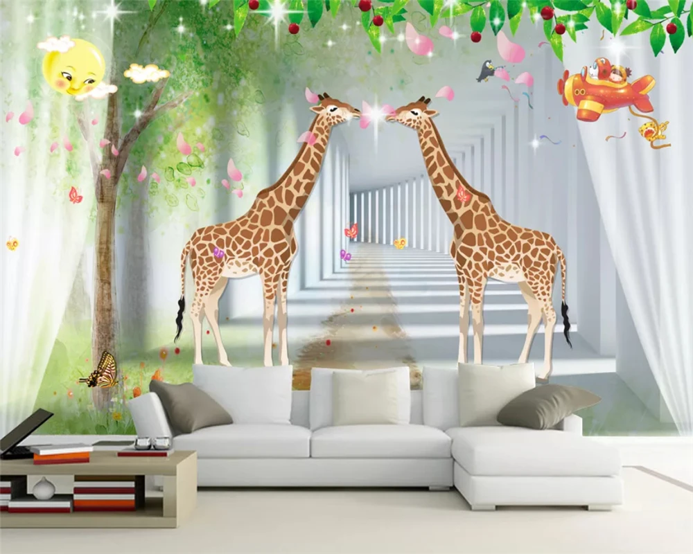 beibehang Custom 3d wallpaper beautiful original forest animal children\'s room background wall painting wall papers home decor