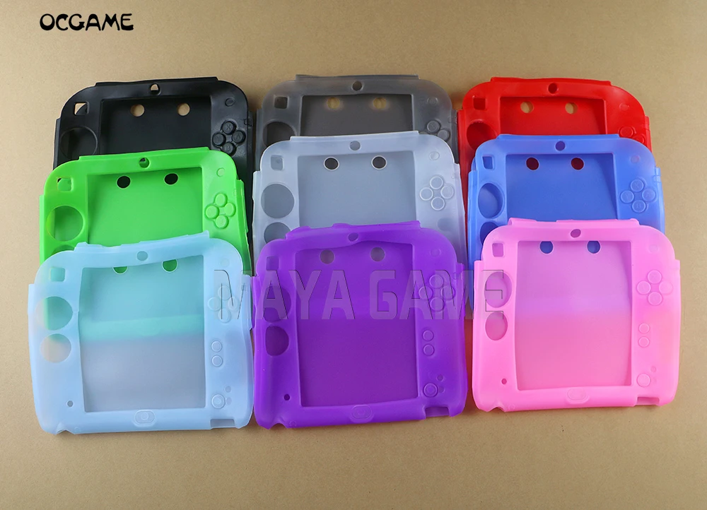 Ocgame alta qualidade 10 cores de silicone macio proteção completa gel bolsa caso capa para 2ds console
