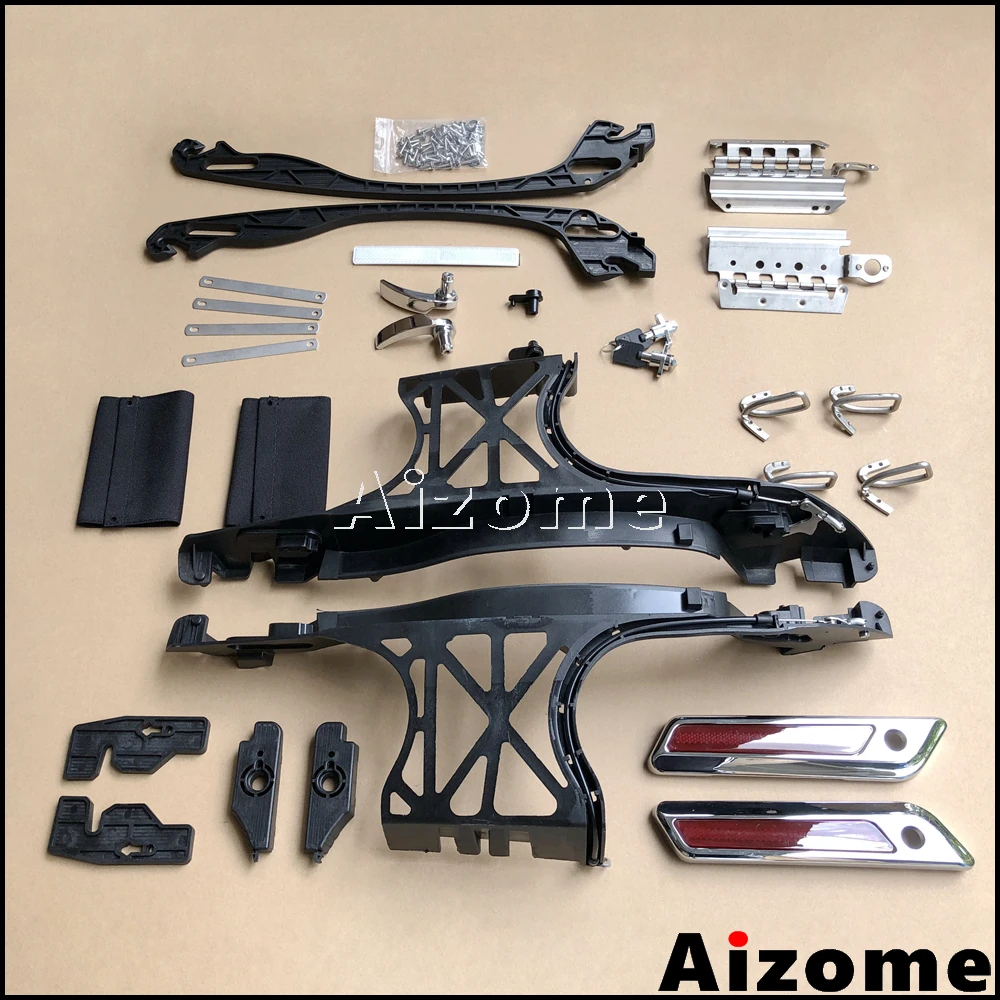 1 Set Motorcycle Saddlebag Latch Lids Hardware Cover Hinge Kit For Harley Touring 2014-2018 Road King Street Glide Electra Glide