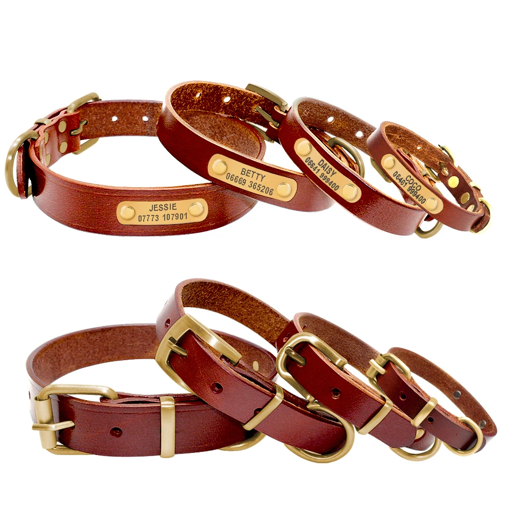 Echtes Leder-Katzenhalsband für kleine und mittelgroße Hunde, personalisiertes Hunde-ID-Halsband, individueller Haustiername und Telefonnummer, kostenlose Gravur – Detail 8