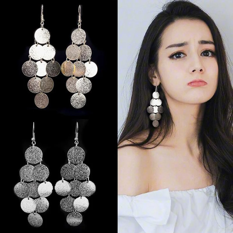 Large Vintage Fashion Scrub Round Clip on Earrings and Drop Pierced Earrings for Women Party Wedding Elegant Earrings Wholesale