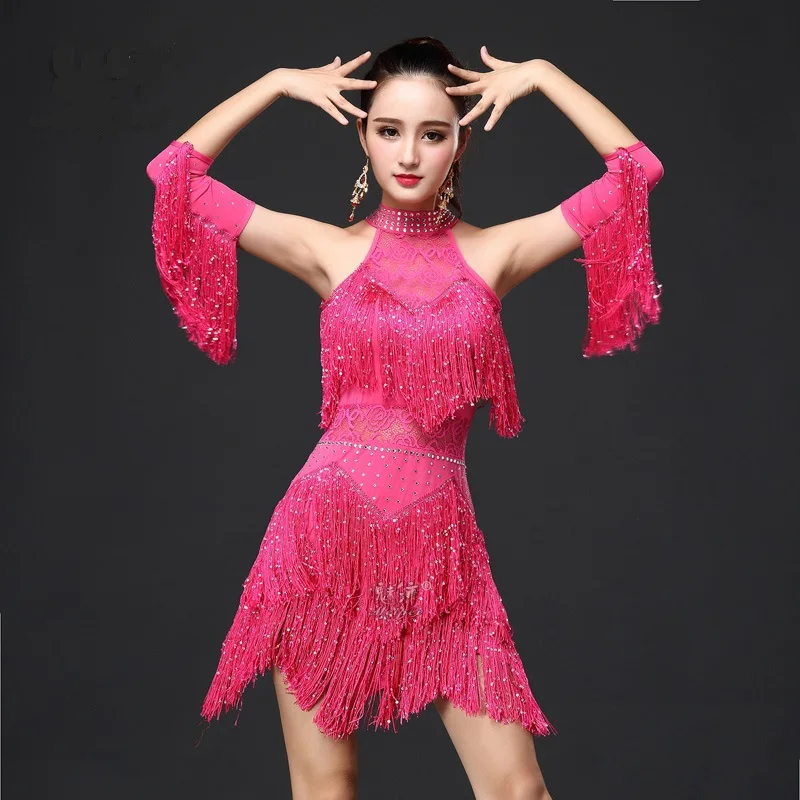 Robe de danse latine pour femme, frange sexy, salsa, salle de Rh, tango, cha cha, rumba, samba, robes pour phtaline, dame, filles, nouveau