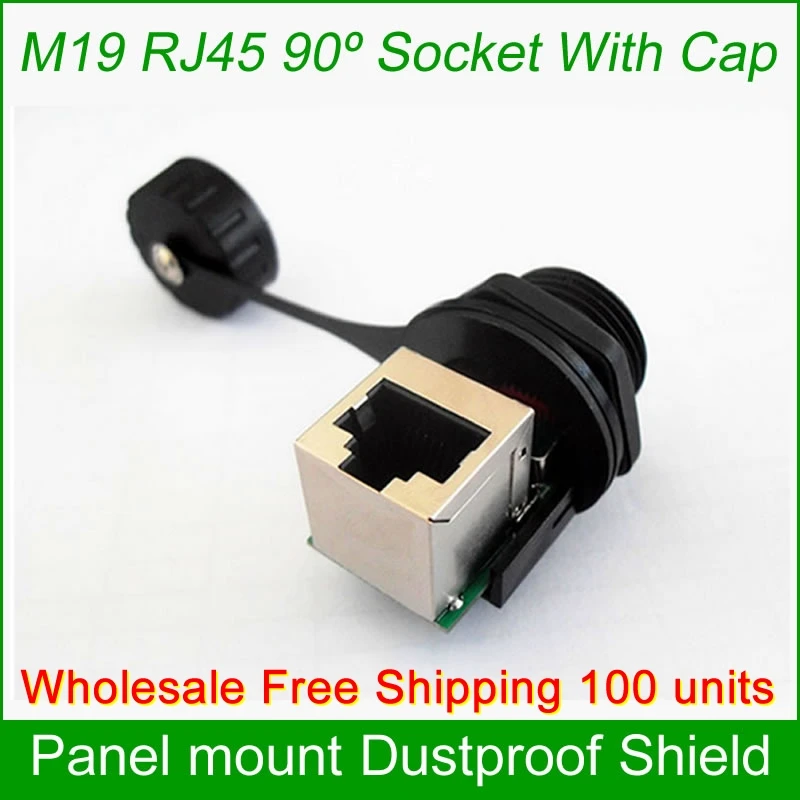 Free Shipping Wholesale 100 units RJ45 Panel Mount waterproof 90 degree Connector joint Outdoor AP socket Gigabit Straight head