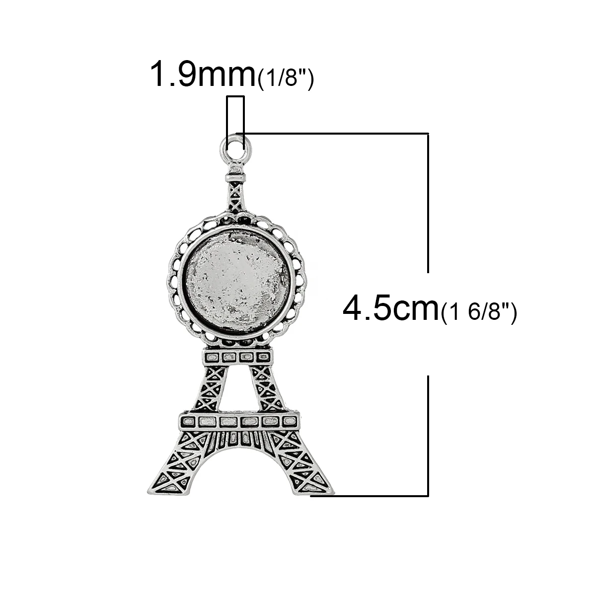 DoreenBeads Zinc metal alloy Charm Pendants Eiffel Tower Silver Color (Fits 13mm) 4.5cm(1 6/8