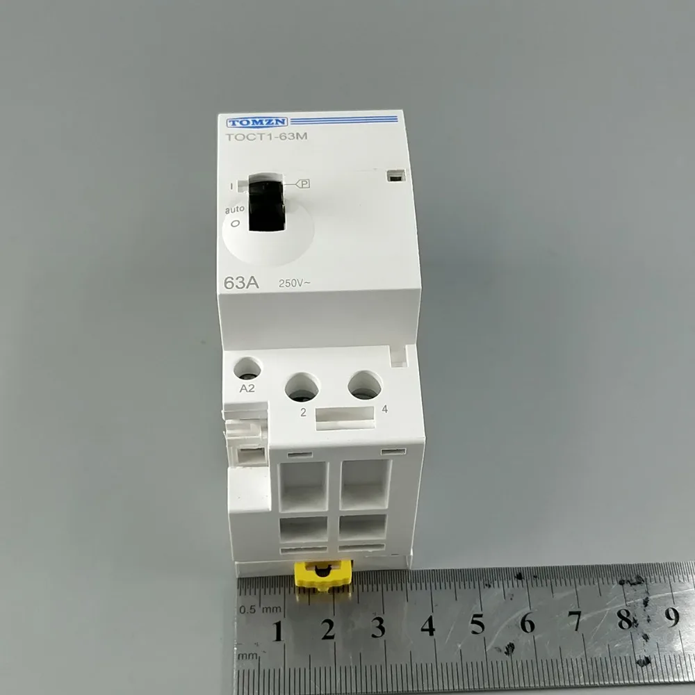 TOCT1 2P 63A 220V/230V 50/60HZ Din rail Household ac Modular contactor with Manual Control Switch 2NO or 1NO 1NC or 2NC