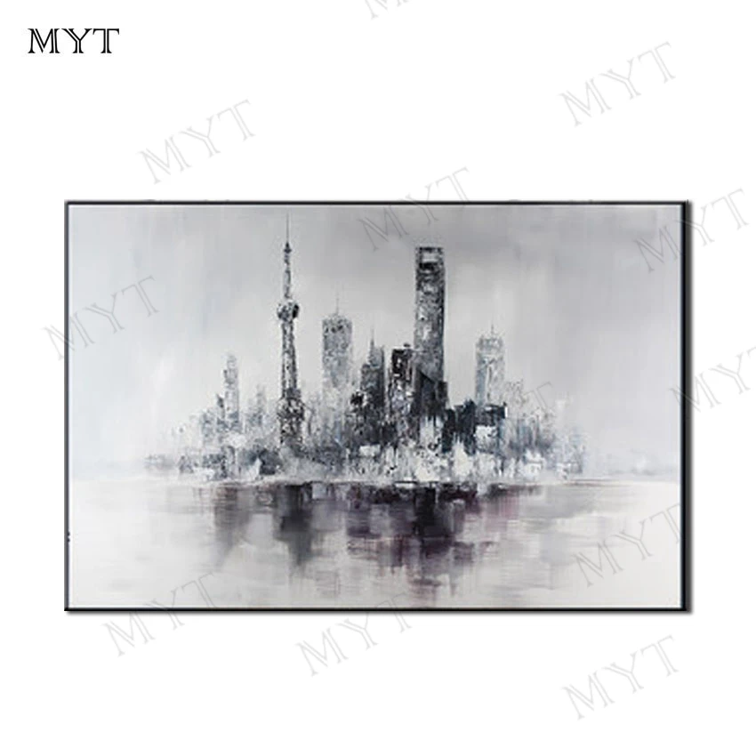 Cheap Handmade Oil Painting On Canvas modren Abstract gray Mirage Wall Art picture for Living Room home Decor no framed