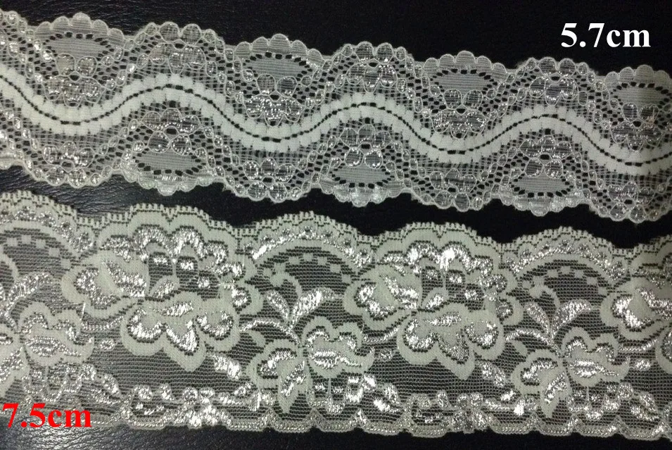 5.7cm/7.5cm exquisite elastic jacquard silver metallic silver shining lace trim,silver lace trim,XERY0624B