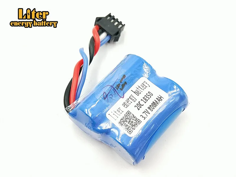 2 pz/lotto 3.7 V 800 mAH batteria al litio cilindrica genuino barche telecomando alimentato 800 mAH 18350 4 P linea