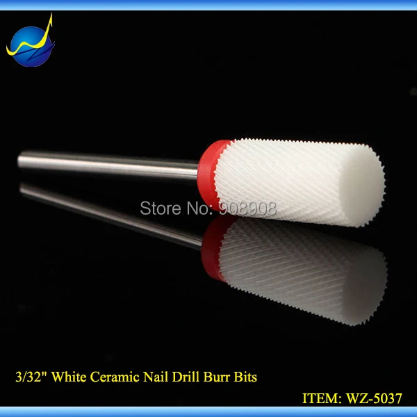 

New Nail Ceramic Drill Bits Cylinder Top 3/32" Shank White For Nail Tooth Care Chiropody Podiatry Manicure Pedicure Salon Cutter