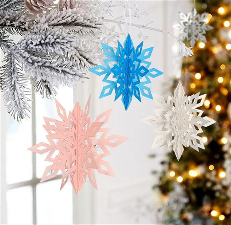 20sets 6 Pcs/Set Cardboard 3D Hollow Snowflake Hanging Ornaments New Year's Christmas Decorations for Home Party Decoration