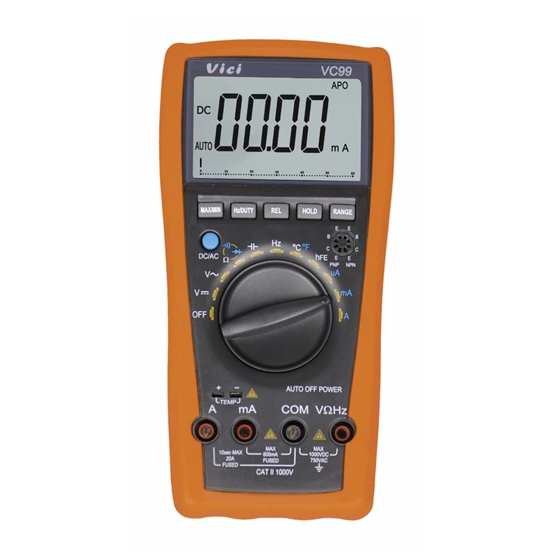 VICI VC99 3 6/7 Auto Range Digital Multimeter DC AC Voltage Current Resistance Capacitance Meter Alligator Probe 100% Original