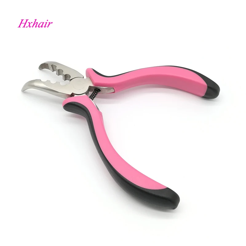 No.10  Pink hair pliers Curved Head with Teeth and 3 Holes /Hair Extension Pliers /Hair Extension Tools