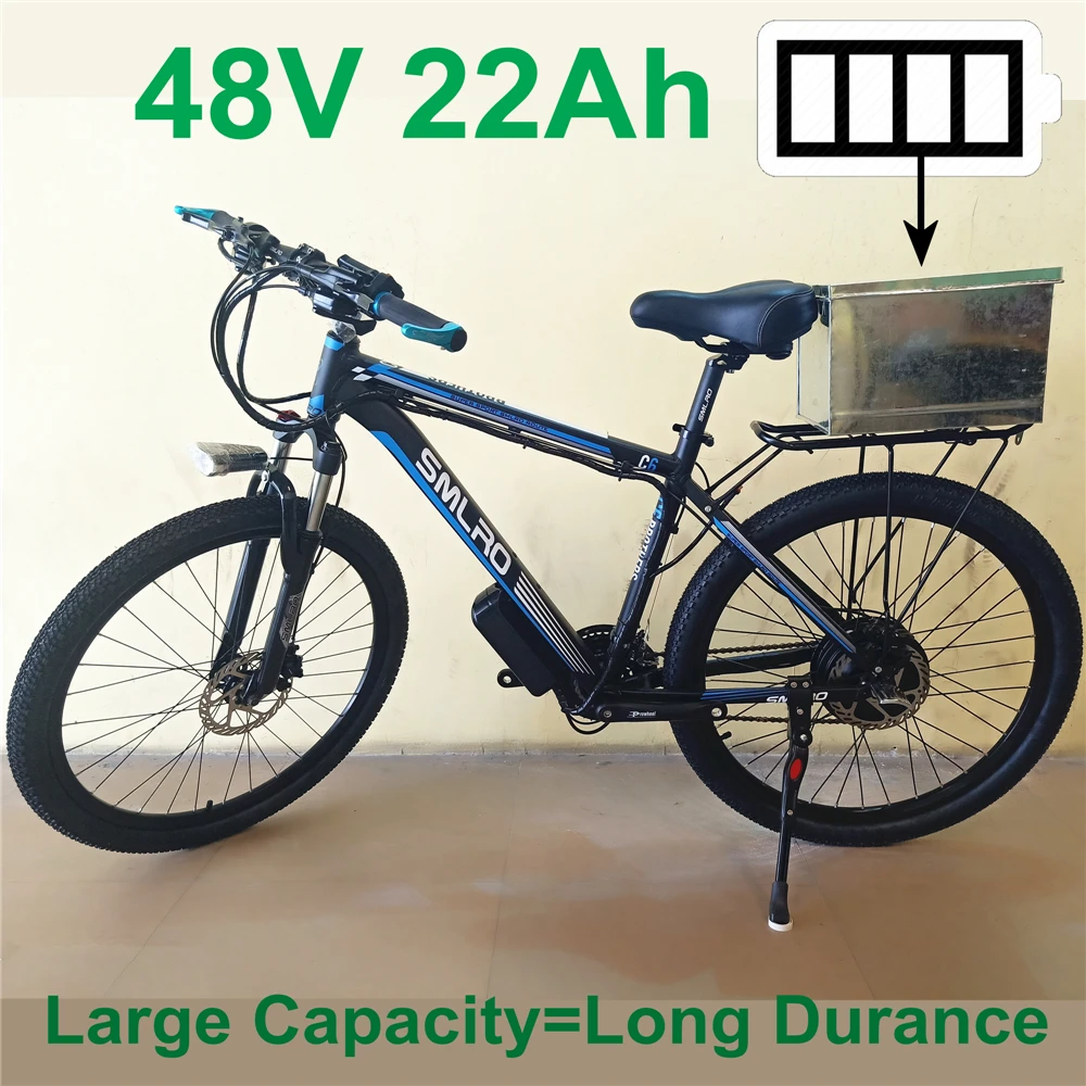 48V 22Ah Large Lithium Battery 26 Inch Electric Bicycle, Double Disc Brakes,Suspension Fork Mountain Bike