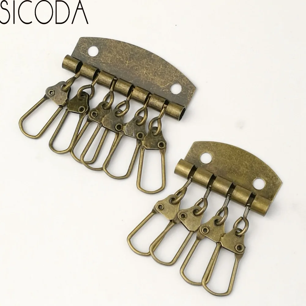 SICODA Retro Handmade Leather DIY Bronze Keyboard keyring holders Patchwork Sewing Metalware Key Row