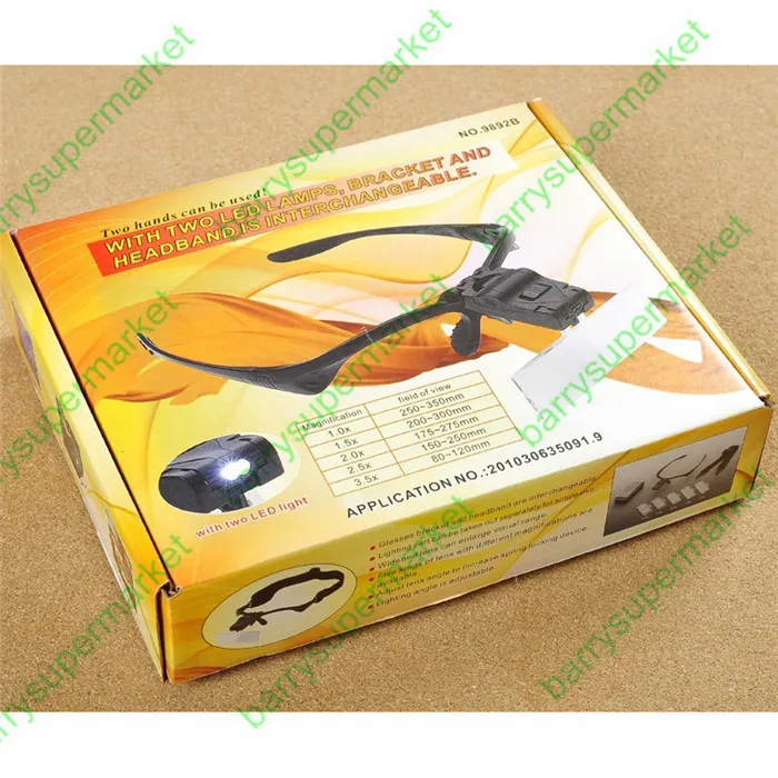 Head-weared 100X Magnifier with LED for Elderly Reading/Jewelry/antique Magnifying Glass with 5pcs Glasses