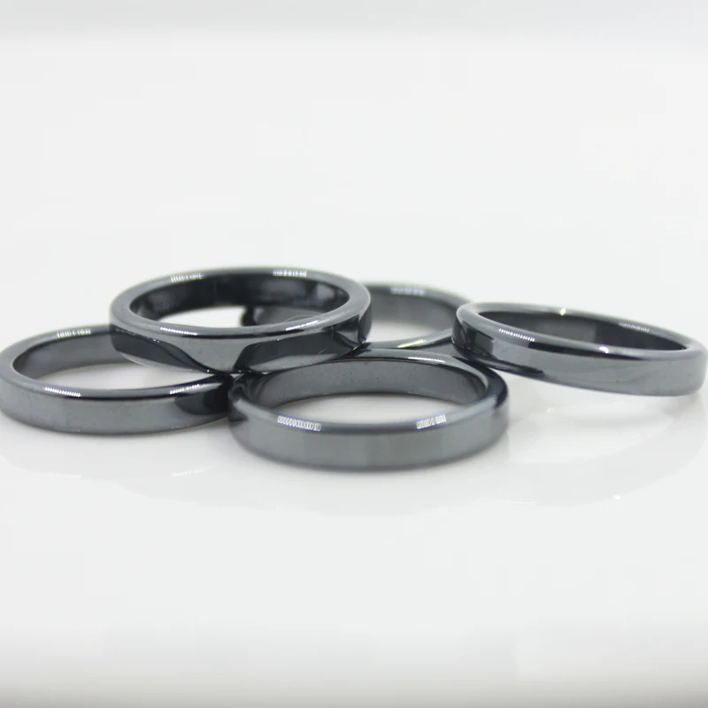 Fashion Jewelry Grade AAA Quality smooth 4 mm Width Flat Hematite Rings (50 Pieces Mixed sizes)  HR1003-1