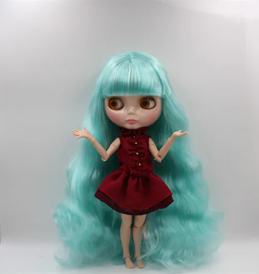 

Blygirl Blyth doll Green and white mixed Liu Hai curly hair nude doll 30cm joint body 19 joint DIY doll can change makeup