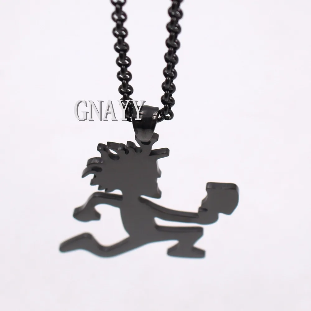 GNAYY Punk TWIZTID Insane Clown Jewelry Black Stainless Steel Mens ICP Hatchet Man Pendant Men Women Necklace Chain