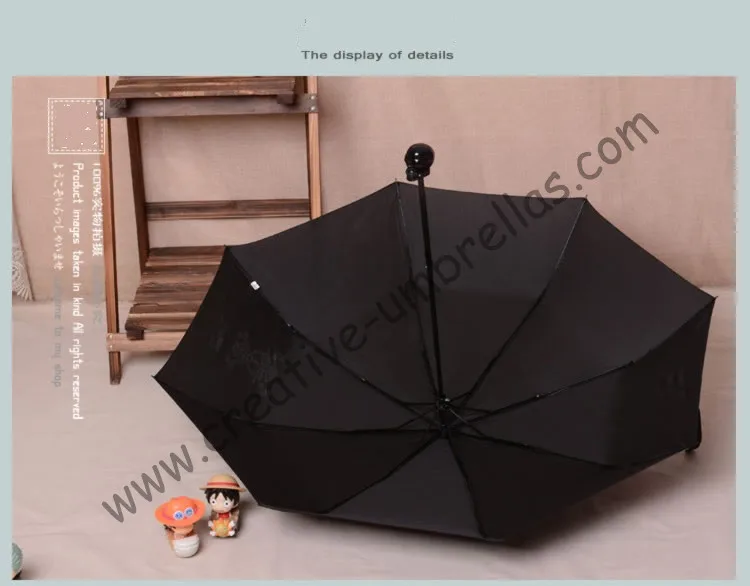 (6pcs/lot)three fold,hand open skull supermini pongee cloth waterproof,water repellent pocket umbrella,bag skeleton mini parasol