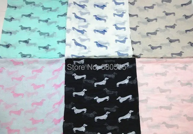 

2018 Spring Volie Girls Womens Scarves Dog Print Scarf Dachshund Scarf Wholesale Free Shipping