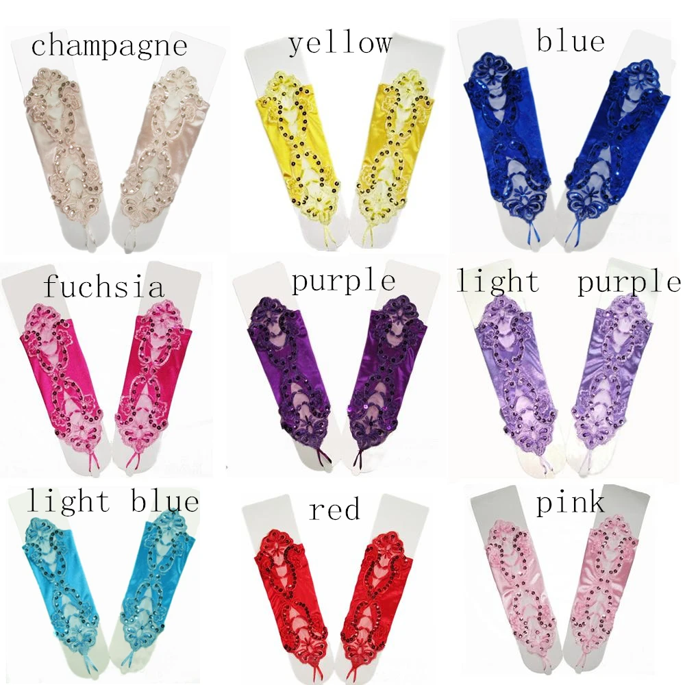 2022 Women 13 color vintage Amazing bride Wedding Prom Party Sexy Dressy beaded Lace Gloves Fingerless Style Matching Costume