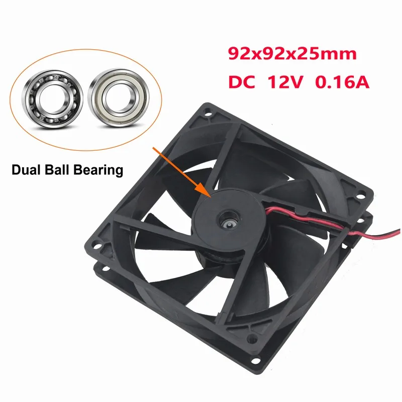 

Gdstime 2 Pcs DC 12V 9cm 9225 90mm 2Pin Ball Bearing Compter CPU Radiator Cooler Brushless Cooling Fan 92mm 90mm*90mm*25mm