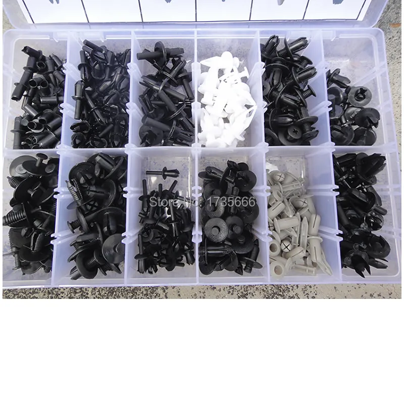 350Pcs For Mercedes Toyota Vw Car Body Plastic Push Pin Rivet Fasteners Trim Moulding Clip Assortments + Fastener Remover