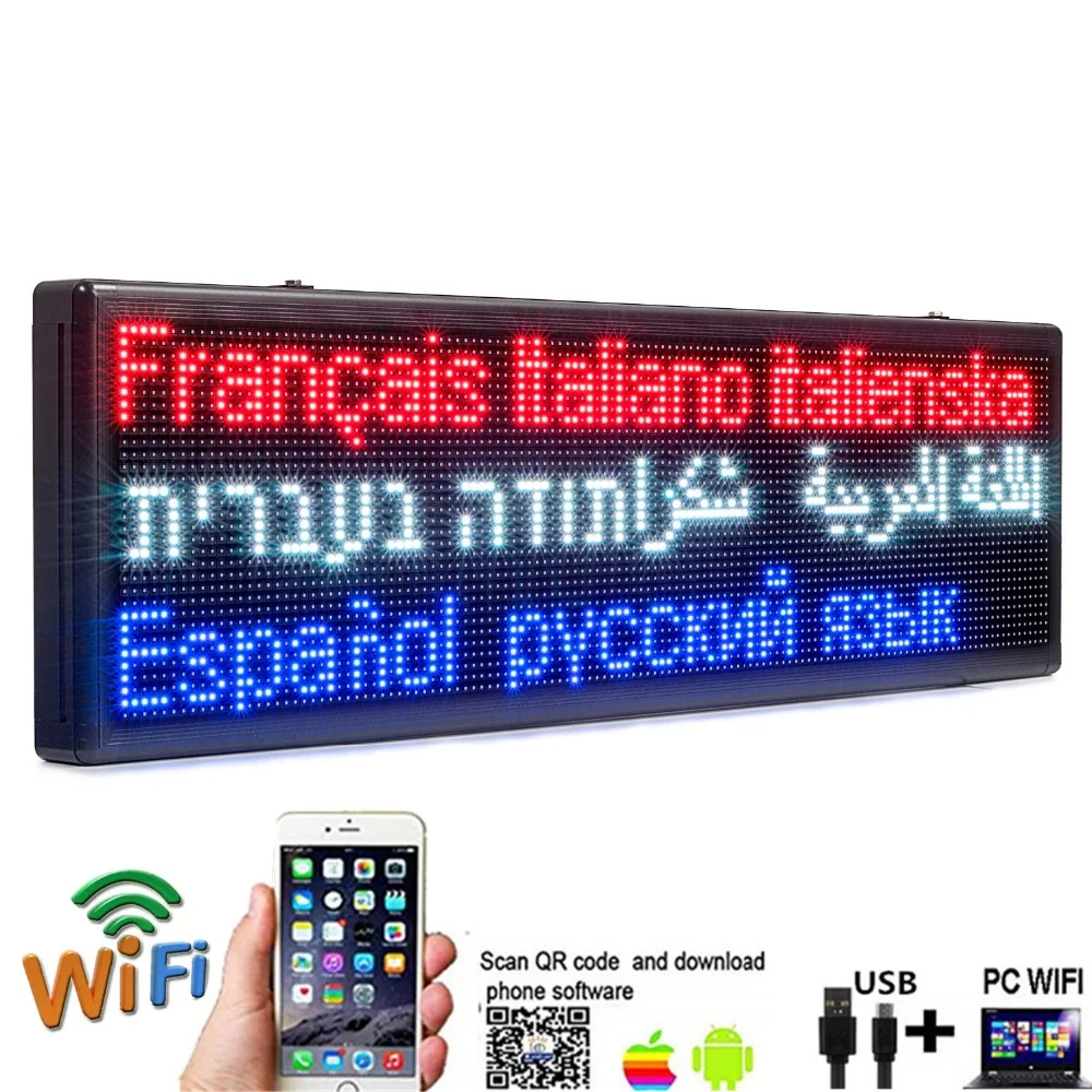 2M P10mm Outdoor RGB Waterproof Full Color LED Display wifi Programmable scrolling Message Board for Shop window Ad business