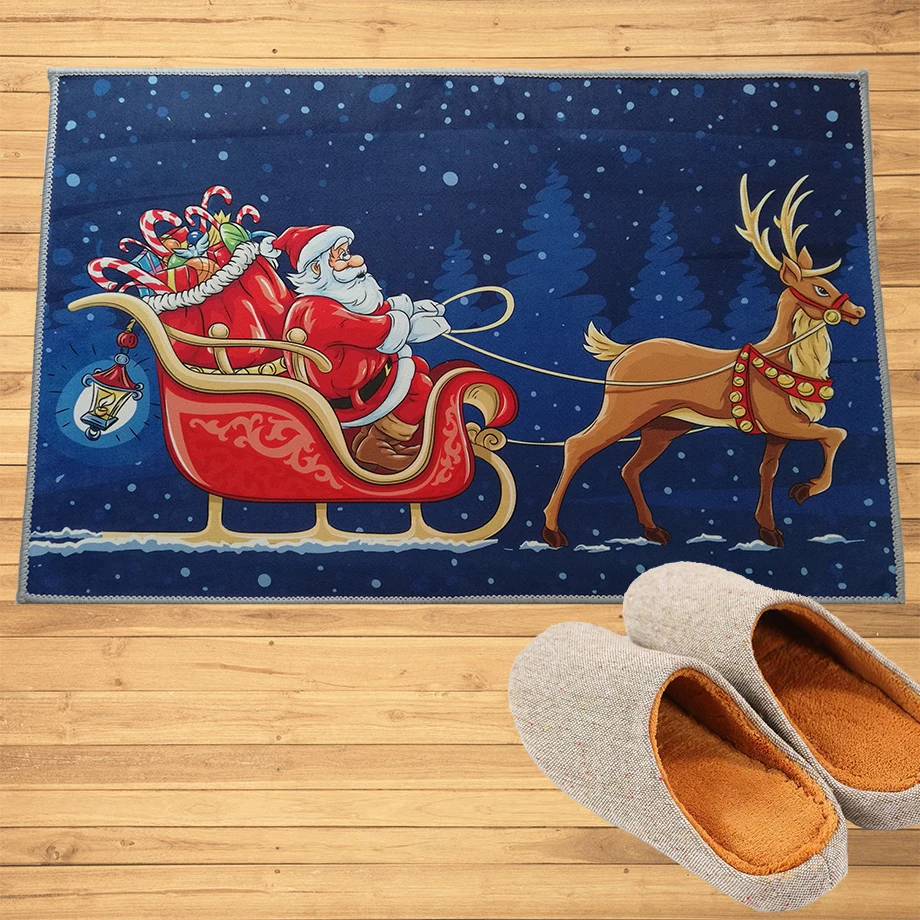 

Reindeer Santa Claus Merry Christmas Doormat Mats Hallway Doorway Bathroom Bedroom Kitchen Rugs Floor Mats Carpet