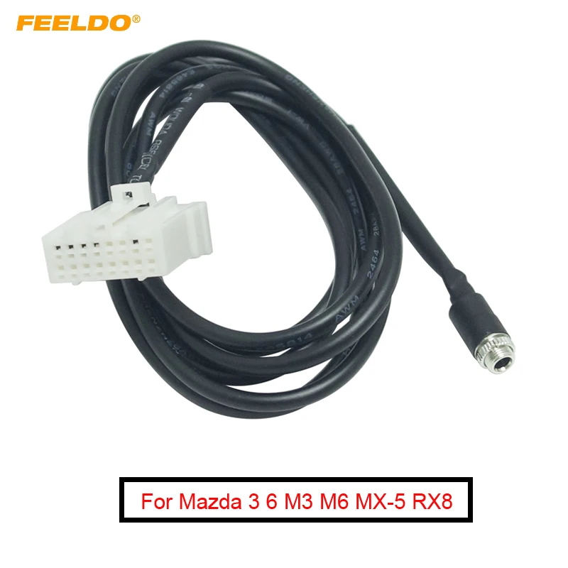 FEELDO 10Pcs Car Female Jack AUX In Input interface Adapter Cable For Mazda 3 6 M3 M6 MX-5 RX8 Besturn B70 Audio Cable Data Wire