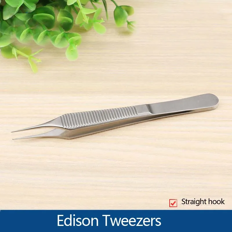 

Double eyelid surgery tweezers fine plastic tine toothed gold handle fat licking hook stainless steel tool equipment