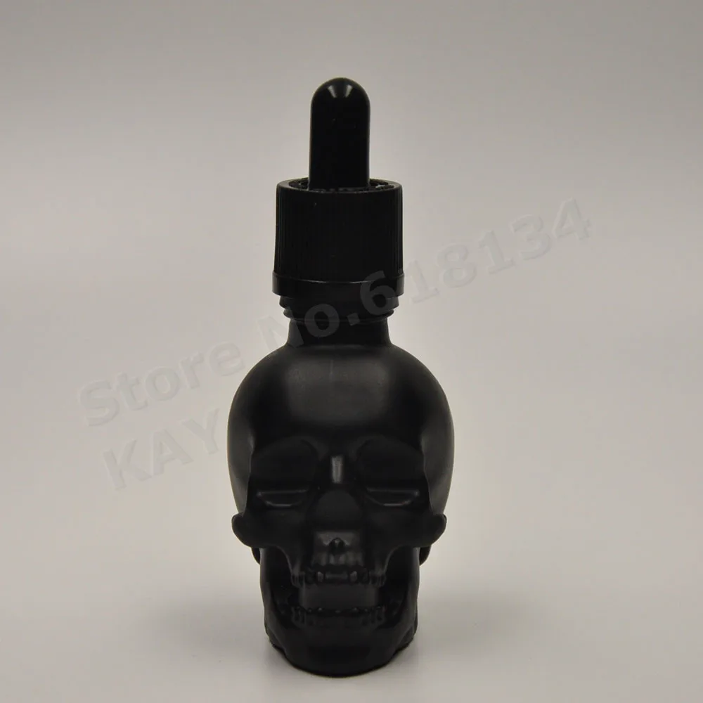 Free shipping 30ml skull dropper bottle black glass material bottle 100PCS