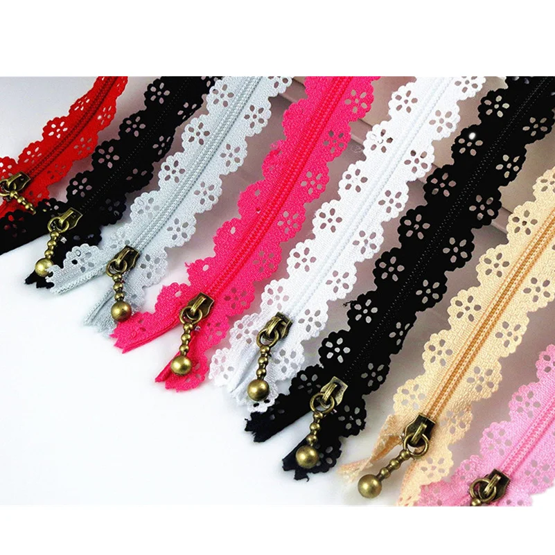 23cm Random Color 10pcs/lot  zippers lace nylon finish zipper for sewing wedding dress AA7451