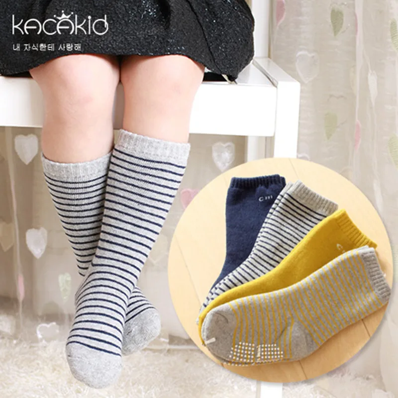 

Kacakid 4 Colors Cotton Stripe Solid Non Slip Children Kids Girls Little Floral Ruffle Knee High Socks Tights For Children