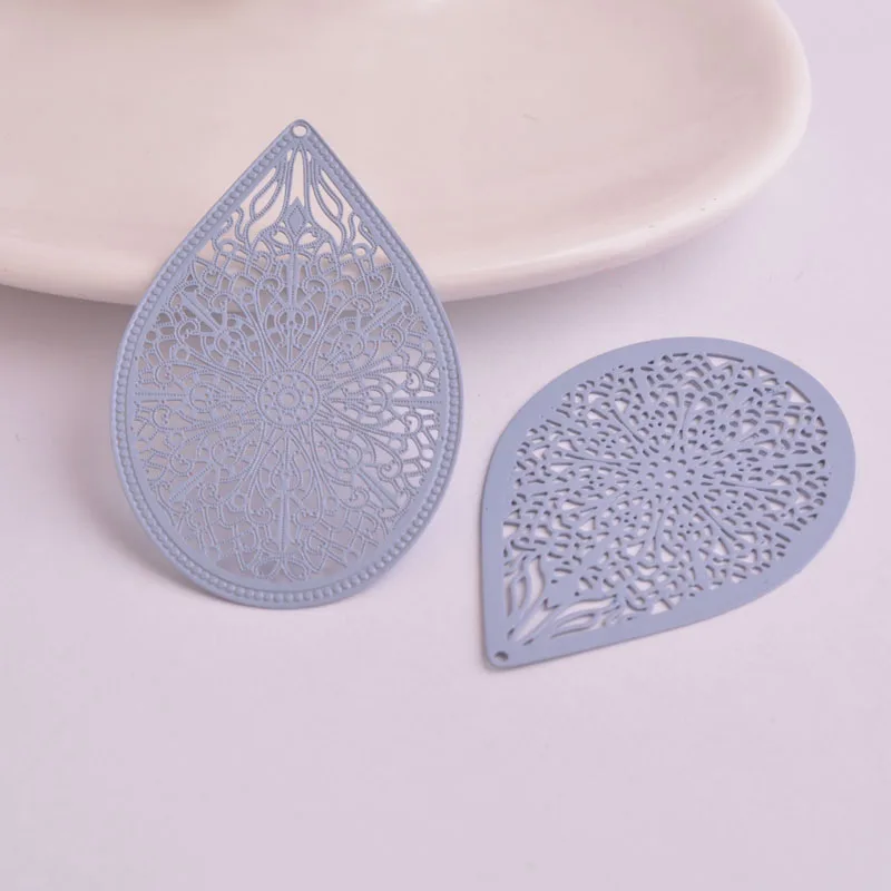 30pcs AA1533  49*33mm Filigree Water Drop Big Charm Brass Teardrop Pendant DIY Earring findings Fermoirs Pour Fabrication Bijoux