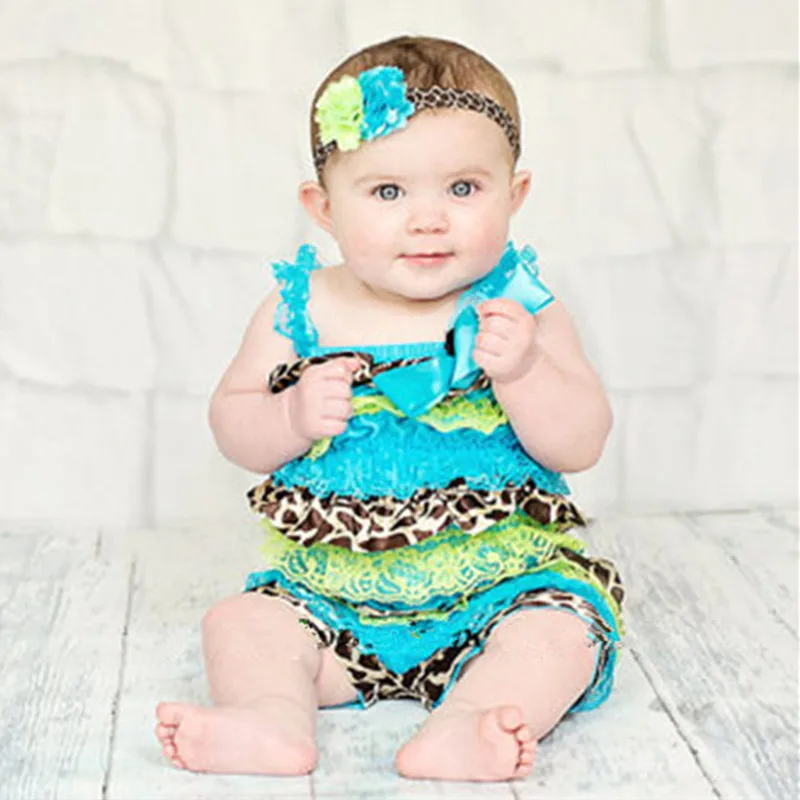 2020 Baby Lace Rompers Infant Lace Romper with Straps Ribbon Bow Kids Jumpsuit Baby Girls Lace Ruffled Petti Romper DS9