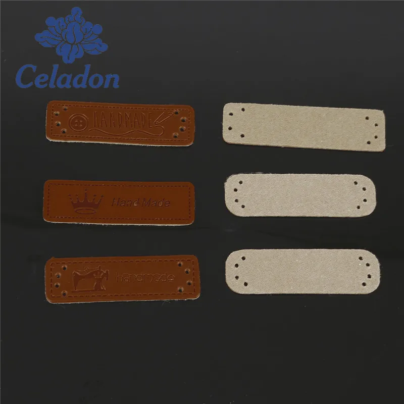 Vintage 12pcs/bag Useful Embossed Technique PU Leather Labels Used For Clothes Jewelry Accessories Clothes Bags Decorations