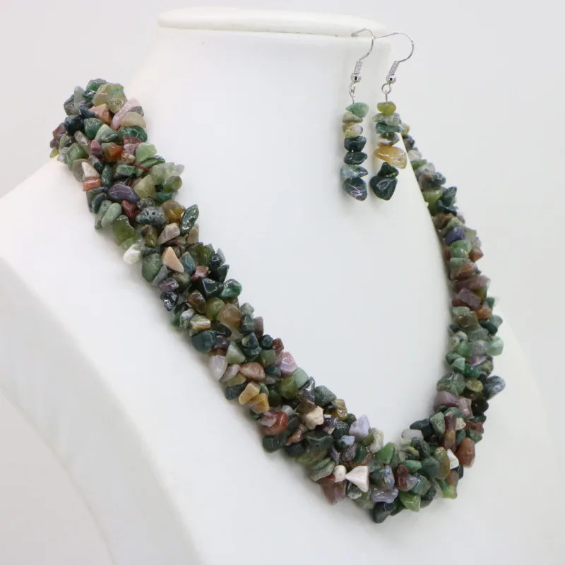 Gravel Irregular Tiger Stone/lapis Lazuli/Turkey/green Aventurine/onyx Necklace Earrings 18Inches DIY Best Selling Women Jewelry