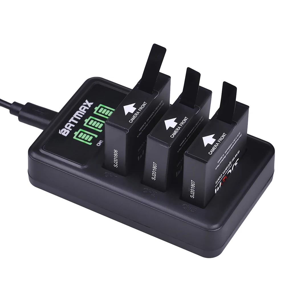 1200mAh Original SJCAM SJ8 Series  Battery + LED 3-Slots USB Charger for SJCAM SJ8 Pro / SJ8 Plus / SJ8 Air Action Cameras