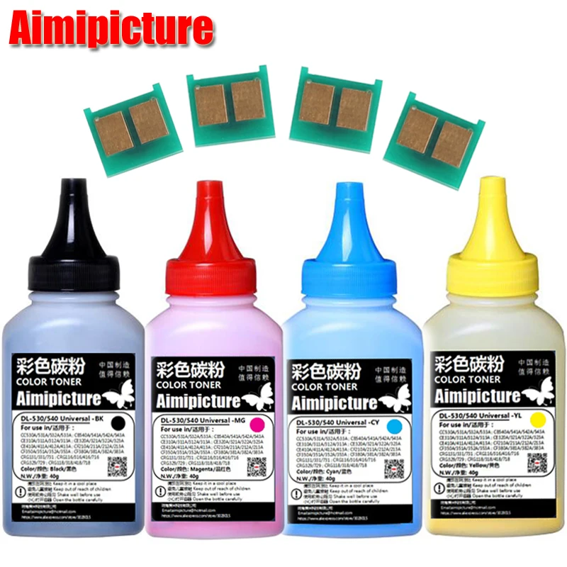 4 Chips+4 Toner Compatible CF210A 210A CF211A CF212A CF213A Color Toner Powder For HP LaserJet Pro 200 M251n M251nw M276n M276nw