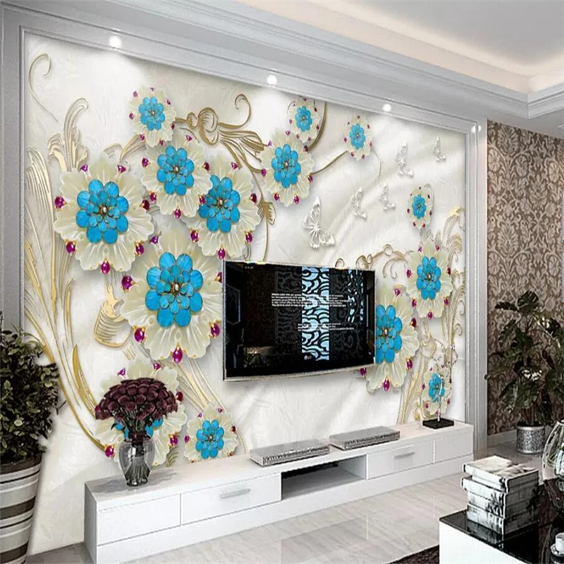 Delicate and elegant point cuishi living room TV background wall painting decorative painting