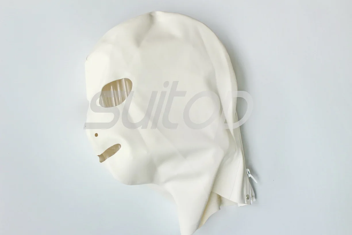 Suitop Classic latex Hoods rubber mask for adult in white