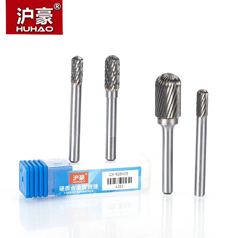 HUHAO 1pc 6mm Shank Tungsten Steel Cutter Metal Grinding Carving Rotary File Cylindrical Router Bit For Metal Polishing C Type