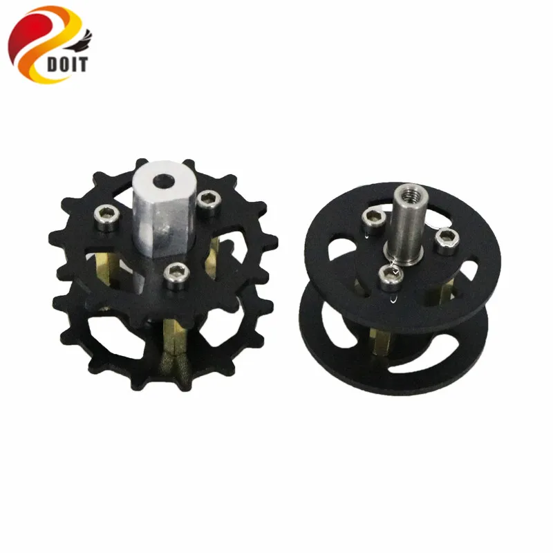 DOIT ブラックアルミ合金ベアリングホイール駆動輪追跡ロボットタイヤ DIY タンク車シャーシアクセサリー