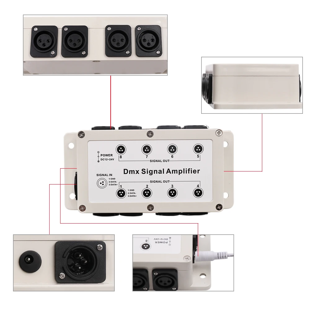 DMX512 signal amplifier 8 Channel Output DMX LED Controller stage control station head shaking lamp Splitter Distributor New