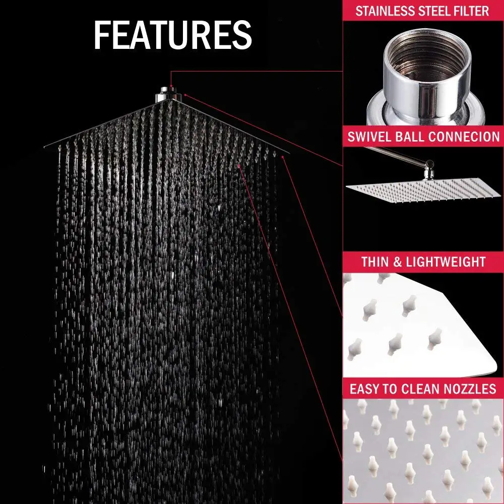 Chrome Finished Ceiling Mounted Shower Head